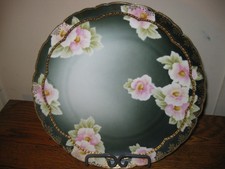 Antico piatto Rosenthal Miramare Baviera perline oro capesante rosa rosa 10" come nuovo