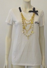 T-shirt Relish donna bianca con catena collana davanti , Taglia 42