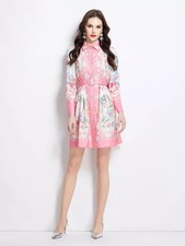 Vestito Rosa Corto Donna Collo