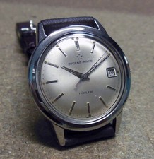 Orologio ETERNAMATIC WATCH  cs.acciaio 2 pz - data -X TURLER - '70- 35mm