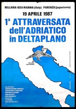 1987 * Manifesto Poster Originale "1 Attraversata dell'Adriatico in Deltaplano"
