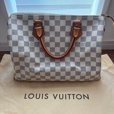 Borsa Louis Vuitton Speedy 30 MB1141 Damier Azur rivestita in tela autentica