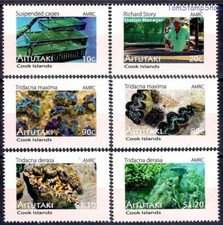 Aitutaki 2011 Specie in via di estinzione vongole giganti conservazione animali marini 6v MNH