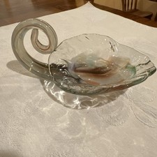 Vaso in vetro artistico di Murano con manico ritorto unico made in Italy soffiato a mano vintage