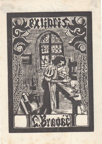Exlibris incisione legno - exlibris,