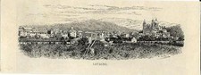 Stampa antica LAVAGNA piccola veduta panoramica Genova 1892 Old antique print