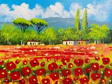 MICHELE CASCELLA OLIO SU TELA 30X40CM PAPAVERI