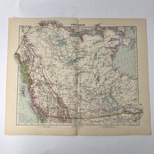 Stieler Hand-Atlas 1908 Canada Occidentale mappa originale Habenicht Gotha