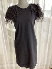 Abito BRUNELLO CUCINELLI Piuma Impreziosito Misto Cotone Jersey Grigio Tg S Nuovo