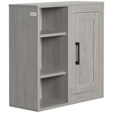 kleankin Pensile Bagno con Armadietto e 3 Ripiani Aperti 48x20x50cm Grigio