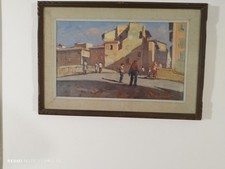 Quadro di  Luxardo Giorgio olio su tela Livorno vecchia, ponte di  Venezia 1973