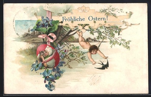 Cartolina angelo pasqua - angelo,