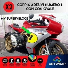 Coppia Adesivi Sticker  numero da corsa con ovale - MV Superveloce  (Agostini)
