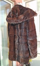 Pelliccia di visone originale NERZ НОРКА con cappuccio da piastre trasversali ./373/