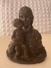 antica scultura Madonna con bambino del '900 di Giuseppe Inghilleri in gesso