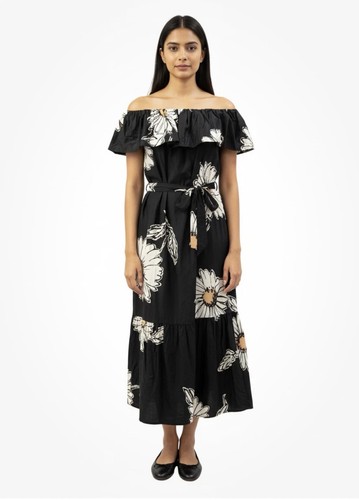 Maxi abito desigual - maxi, nero