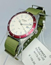 OROLOGIO UOMO HAMMR ADVENTURE CINTURINO TESSUTO VERDE MILITARE GHIERA GIREVOLE