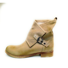 PEDRO JIMENEZ STIVALETTI DONNA BIKER BOOTS ASIMMETRICI BASSI ESTIVI VERA PELLE M