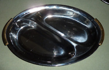 Piatto da portata a 2 scomparti vassoio acciaio cm 37 - usato - vintage