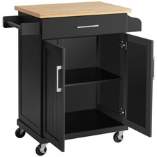 Carrello Credenza Cucina con Cassetto Penisola Portaoggetti Microonde 3 Ripiani