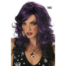 Parrucca da Donna Capelli  Lunghi Ondulati Viola Scuro di Travestimento Uomo