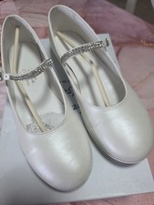 Scarpe Ballerine Cerimonia Comunione Sposa Bianco Perlato Taglia 38 Pelle 