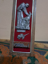  QUADRETTO PELTRO CESELLATO A MANO SAN FRANCESCO VINTAGE