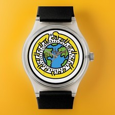 Orologio da polso KEITH HARING retrò GLOBE regalo pop art