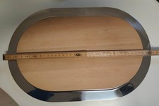 Vassoio per portate o formaggi. Acciaio inox cm 40x26. Con tagliere in legno.