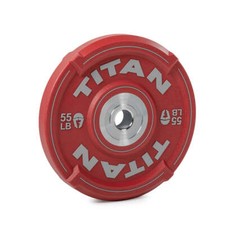 Titan Fitness 55 LB EZ-Grip Piastra di Pesi Olimpica in Uretano, Singola Rossa