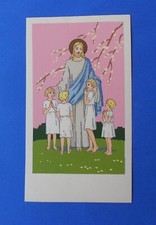 Santino HolyCard Manufatto Pochoir Meschini GM 10 Gesù e i fanciulli
