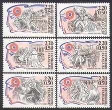 Francia 1989 Rivoluzione Francese Eventi Politica Cavalli Croce Rossa Fondo 6v set MNH