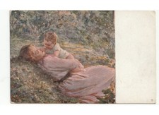 arte in cartolina - Stefano Bersani - Raggio di sole - mamma bambino prato
