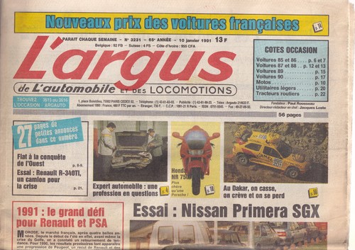 Argus 3231 nissan primera - l'argus, n°3231