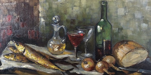 Pittura olio pannello - olio, su