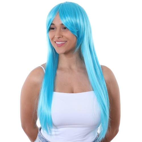 Parrucca lunga blu bambino