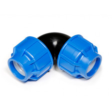 GOMITO CURVA  A 90° RACCORDO A COMPRESSIONE PN16 TUBI PE PP IRRIGAZIONE