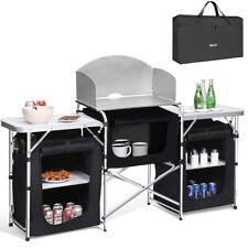 Cucina Da Campeggio Pieghevole In Alluminio Con Cucinotto Con Paravento Nero