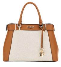 GUESS HWAG96 33060 ANADELA 3 COMP SATCHEL BORSA A MANO DONNA NATURAL COGNAC