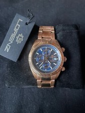 Lorenz chronograph acciaio oro rosa con quadrante blu mov. Quarzo 