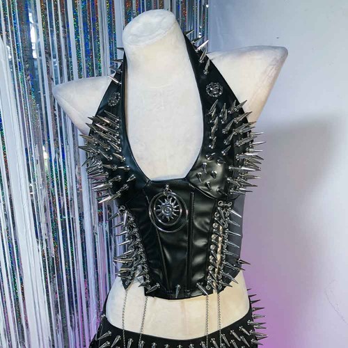 Goth tops spiked gothic tank - spiked,