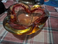 posacenere in vetro di Murano rosso, Italia, anni '70 trifoglio