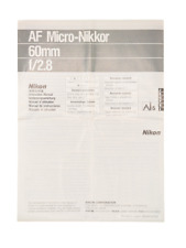 AF Micro-Nikkor 60mm f/2.8 Ai-S Manuale Istruzioni Originale Multilingua