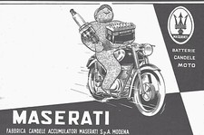 PUBBLICITA' 1955 MASERATI CANDELE AUTO MOTO  MODENA BATTERIE SPARK PLUG OFFICINA