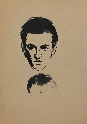 Antique ink drawing young