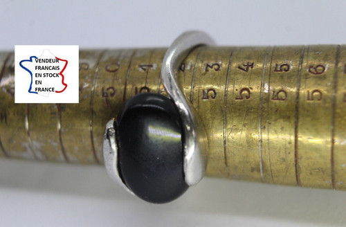 Bague pierre noire argentée - pierre, ;argentée