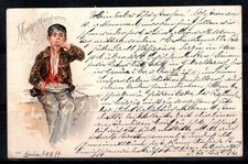 Italy 1899 Postcard 100% animated used EAT CARONI, WITH 1 FRAMCOBOLLO