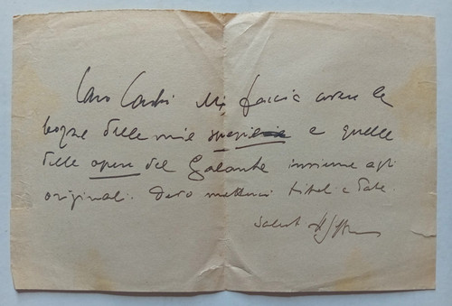 Lettera autografa ardengo - autografa, di