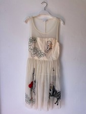 Abito smanicato Patrizia Pepe Donna 42 Tulle Crema Ricami Pre Owned