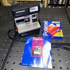 Macchina fotografica istantanea VINTAGE Polaroid Sun 600 LMS con cinturino + pellicola nuova (Exp) + manuale